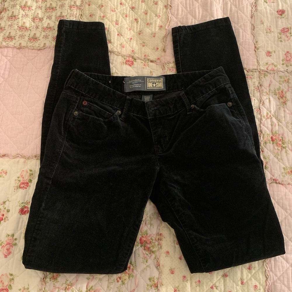 🖤SOLD🖤 Black corduroy Converse One Star skinny jeans size 6